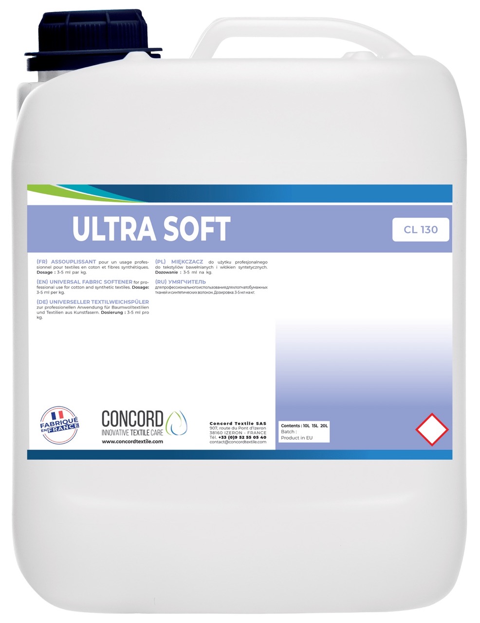 Кондиціонер для білизни CONCORD TEXTILE ULTRA SOFT, 20л